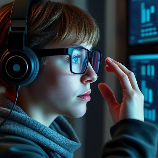 Image showing a screen reader interface with a person using it.
